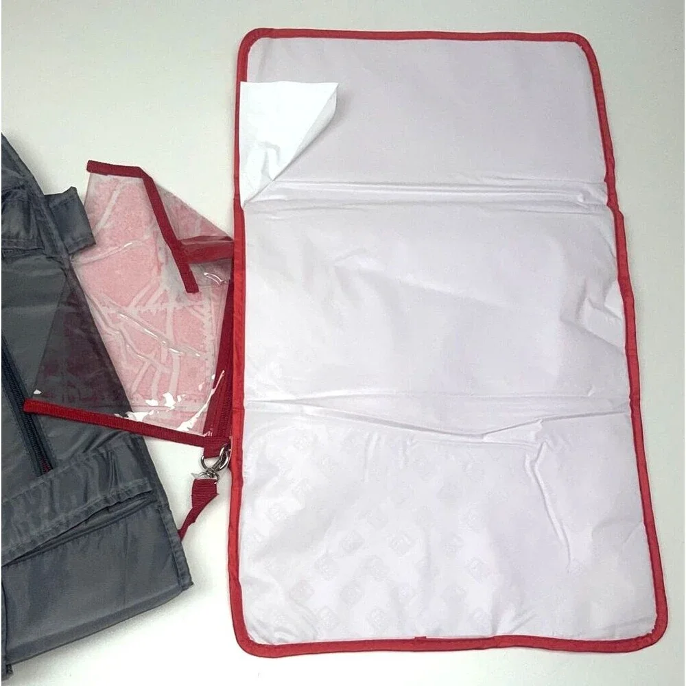 NASCAR Gray Diaper Bag With Changing Pad Zippered Pouch Magnetic Closure NEW NWT